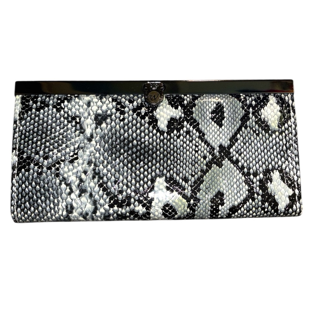 Snake-Print Black & White Clutch Wallet never used. NWOT